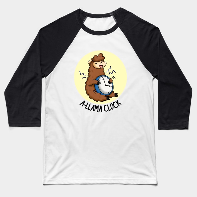 A-Llama Clock Funny Animal Pun Baseball T-Shirt by punnybone